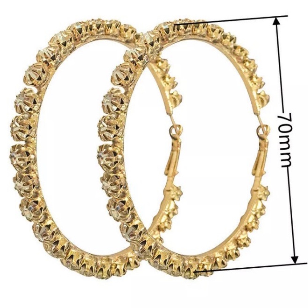 💎NEW 18K Yellow Gold Diamond Hoop Earrings - Picture 2 of 5